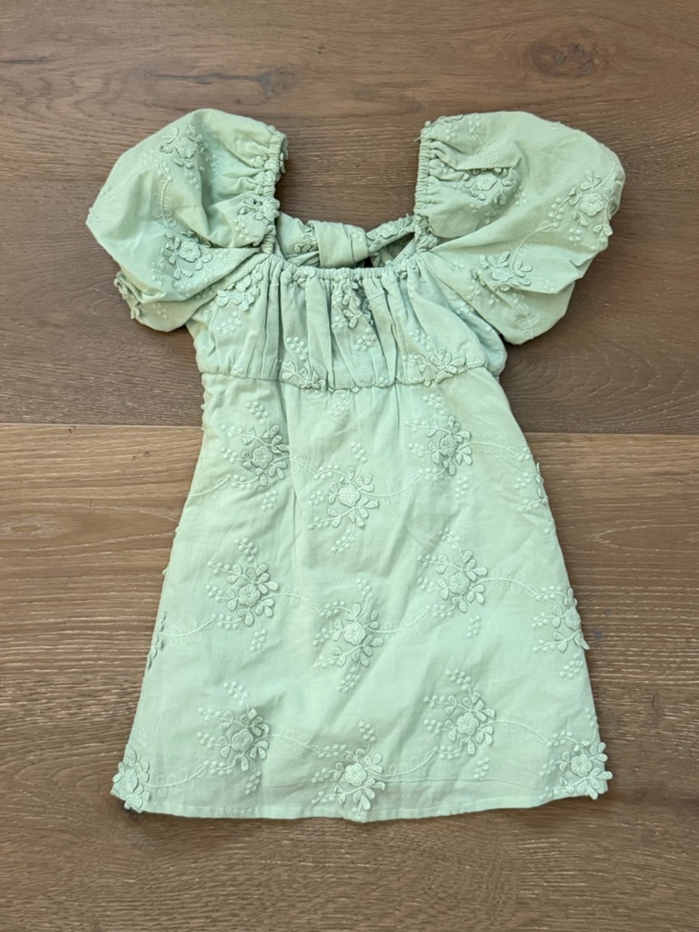 BG Girls Puff Sleeve Embroidered Dress - Mint Green - NWT